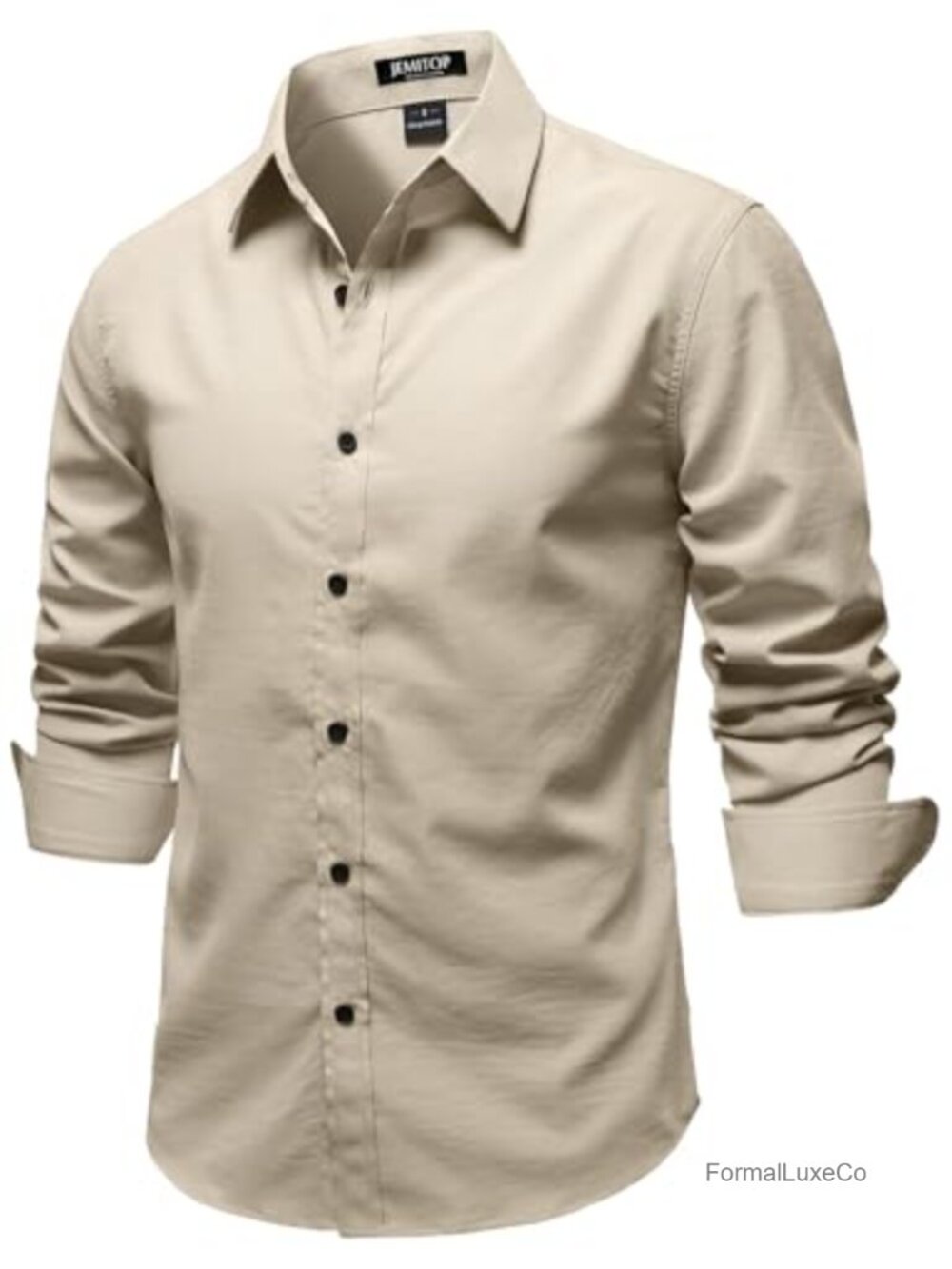 Mens Vintage Stretch Slim Fit Button Up Long Sleeve Shirt